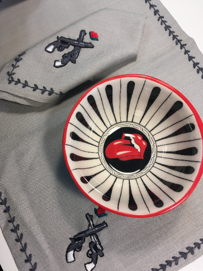 "Love Guns" cloth napkin and placemat