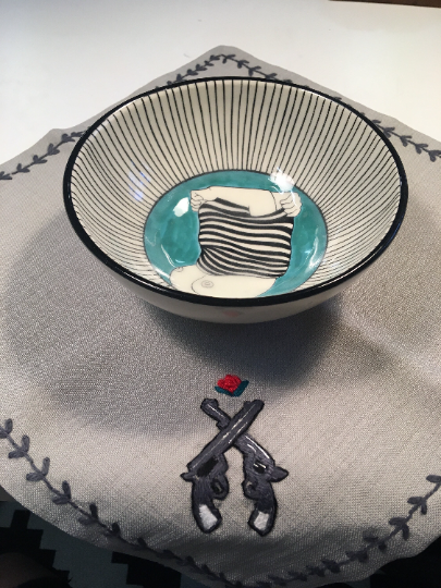 "Love Guns" cloth napkin and placemat